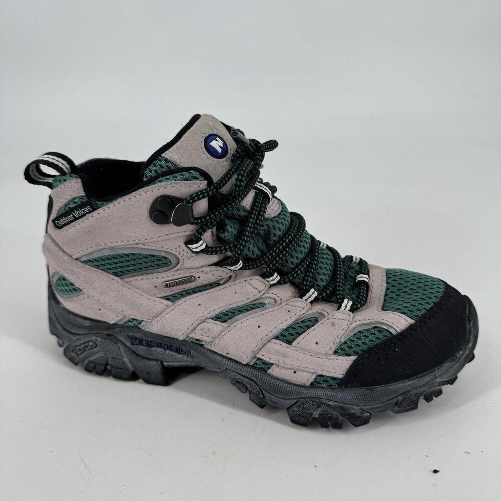 Merrell boots womens 6.5 pink green moab 2 mid hiking outdoor gorpcore trail